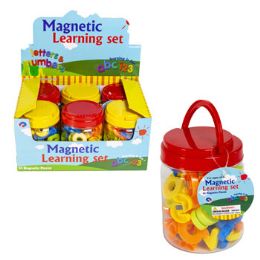 18 Bulk Magnetic Learning Set 52pc Letters & Numbers In Bucket/6pcpdqage 4+ Red/yellow Lid W/handle