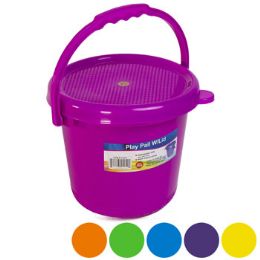 48 pieces Play Pail With Cover & Handle 84 Oz 6 Colors - Summer Toys