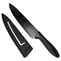 72 Wholesale 8" Chef Knife W/sheatH-Black