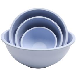 4 pieces Bamboo Fiber Mixing Bowl Set, Blue - Plastic Bowls and Plates