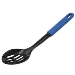 144 Wholesale Black Nyl. Slott. Spoon - Blue