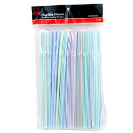 48 of Straws Flexible Striped 150pc
