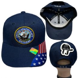 24 Bulk Navy Veteran Hats Assorted Color