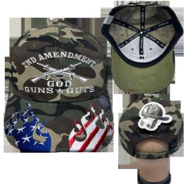 24 Bulk 2nd Amendment God Guns Guts Caps Assorted Color
