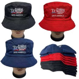 24 Wholesale Trump Save America Bucket Hat In Assorted Color