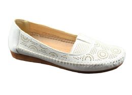 18 Wholesale Women Slip On Loafers Casual Flat Walking Shoes Color White Size 5-10