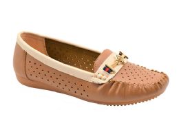 18 of Women Classic Leather Loafers Shoes Comfort Walking Moccasins Soft Sole Shoes Color Tan Size 5-10