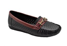 18 Wholesale Women Classic Leather Loafers Shoes Comfort Walking Moccasins Soft Sole Shoes Color Black Size 5-10