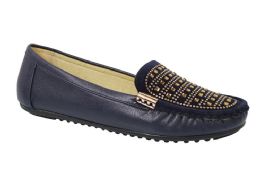 18 of Women Classic Leather Loafers Shoes Comfort Walking Moccasins Soft Sole Shoes Color Blue Size 5-10