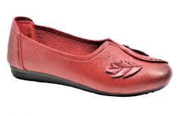 18 Wholesale Women Slip On Loafers Casual Flat Walking Shoes Color Wine Size 5-10