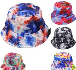 24 Wholesale Assorted Tie Dye Pattern Bucket Hat Two Layer Lining
