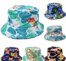 24 Bulk Assorted Floral Pattern Bucket Hat Two Layer Lining