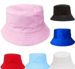 24 Wholesale Assorted Solid Color Bucket Hat Two Layer Lining