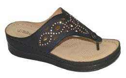 12 Wholesale Platform Sandals For Women Sole Open Toe In Black Color Size 5-10