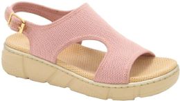 12 Wholesale Sandals For Women Wide, Flat Platform Ankle Buckle Sandals Strap Fashion Summer Beach Sandals Open Toe Color Pink Size 5-10