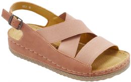 12 Wholesale Sandals For Women Wide, Flat Platform Ankle Buckle Sandals Strap Fashion Summer Beach Sandals Open Toe Color Pink Size 7-11