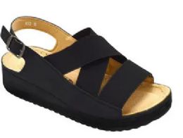12 Wholesale Sandals For Women Wide, Flat Platform Ankle Buckle Sandals Strap Fashion Summer Beach Sandals Open Toe Color Black Size 5-10