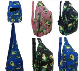 24 Pieces Multi Color Compact Sling Bag In An Avocado Inspired Print - Shoulder Bags & Messenger Bags