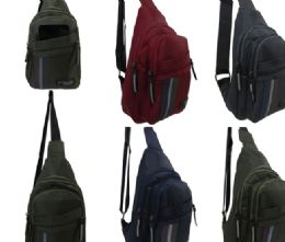 18 Bulk Sling Bag In Assorted Color Durable Water Resistant Poly Canvas Shoulder Sling Messenger Bag