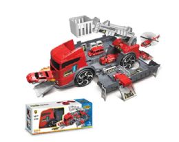 18 Pieces Deformed Fire Truck With 2 Red Car - Cars, Planes, Trains & Bikes