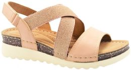 12 Wholesale Women's Sandals Wide Flat Platform Sandals Strap Fashion Summer Open Toe Color Pink Size 5-10