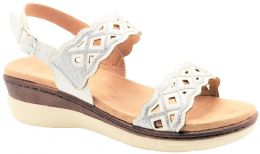 12 Wholesale Women's Sandals Wide Flat Platform Sandals Strap Fashion Summer Open Toe Color White Size 5-10