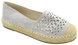12 Pairs Women Closed Toe Slip On Casual Espadrilles Loafer Flat Comfort Shoes Color Silver Size 5-10 - Women's Flats