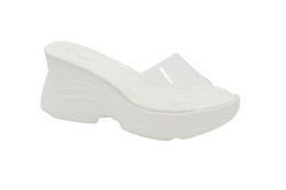 12 Wholesale Platform Sandals For Women Open Toe Sole In Color White Size 5-10