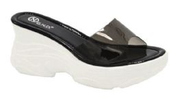 12 Wholesale Platform Sandals For Women Open Toe Sole In Color Black
