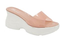 12 Wholesale Platform Sandals For Women Open Toe Sole In Color Pink Size 5-10
