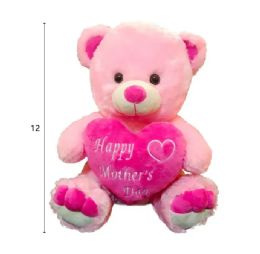 24 Wholesale 12" Pink Happy Mother's Day Bear