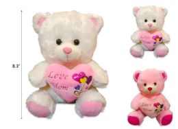 72 Pieces 8.3" Pink And White Mother's Day Bear - Plush Toys