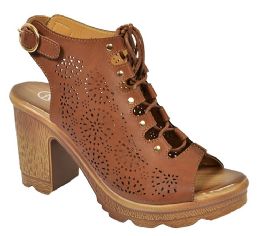 12 Wholesale Platform Sandals For Women Ankle Strap Open To Dress Color Brown Size 5-10