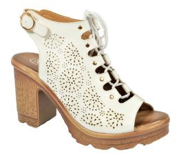 12 Wholesale Platform Sandals For Women Ankle Strap Open To Dress Color White Size 5-10