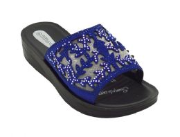 12 Wholesale Platform Sandals For Women Sole Open Toe In Color Blue Size 7-11