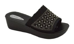 12 Wholesale Platform Sandals For Women Sole Open Toe In Color Black Size 5-10