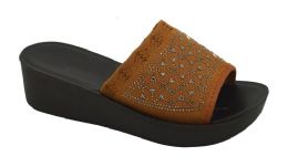 12 Wholesale Platform Sandals For Women Sole Open Toe In Color Tan Size 5-10