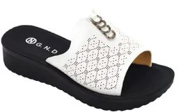 12 Wholesale Fashion Platform Sandals For Women Sole Open Toe In Color White Size 7-11