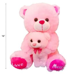 20 Pieces 16 Inch Pink Mother And Baby Bear - Plush Toys