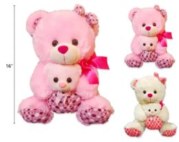 20 of 16" Pink And White Mother And Baby Bear