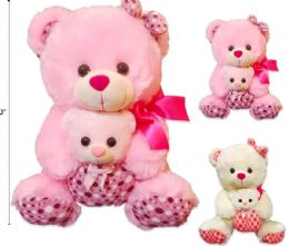18 Bulk 20 Inch Pink And White Mother And Baby Bear