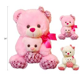 12 of 24 Inch Pink And White Mother And Baby Bear