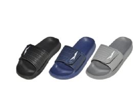48 Wholesale Mens Slides Sandals Comfort Adjustable Slippers