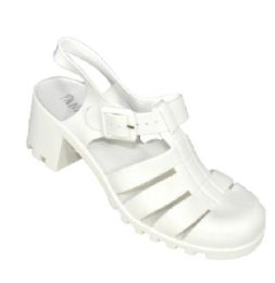 18 Wholesale Women's Jelly Sandals T Strap Slingback Flats Clear Summer Beach Rain Shoes In White