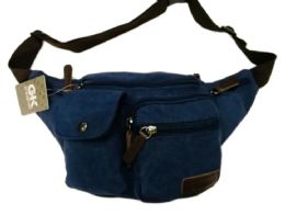 6 Wholesale Fanny Pack Canvas Belt Adjustable Waist For Man Woman Color Blue