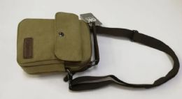 12 Wholesale Canvas Messenger Bag - Shoulder Bag Color Khaki