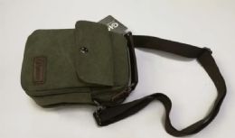 12 Wholesale Canvas Messenger Bag - Shoulder Bag Color Olive
