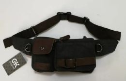 6 Wholesale Fanny Pack Canvas Belt Adjustable Waist For Man Woman Color Black