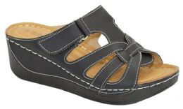 18 Wholesale Fashion Women Sandals Tan Color Round Toe Thick Platform Sandals Color Black Size 5-11