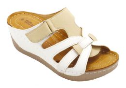 18 Wholesale Fashion Women Sandals Tan Color Round Toe Thick Platform Sandals Color White Size 7-11